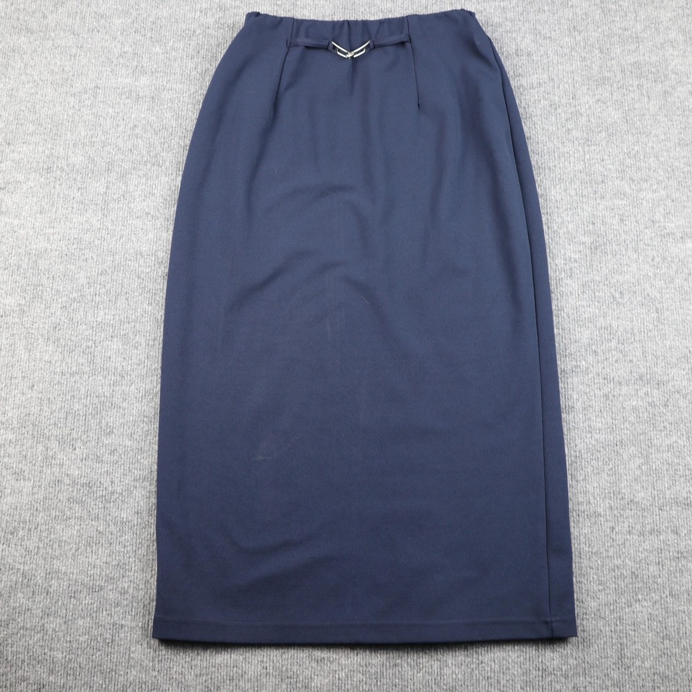 VINTAGE Briggs Petite Skirt Womens Small Petite Navy Pencil‎ Slit Made USA 90s